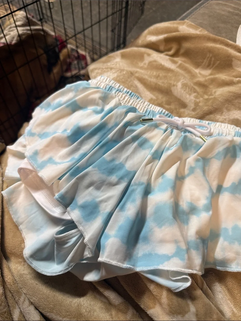 Girls Blue & White Tie-Dye shorts